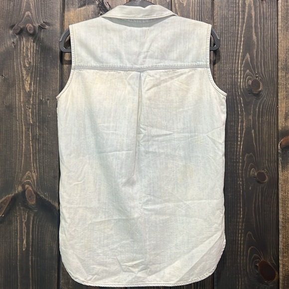 Madewell‎ Workbench Top XS Chambray Button Front Denim Blue Neutral Minimalist - Picture 5 of 8